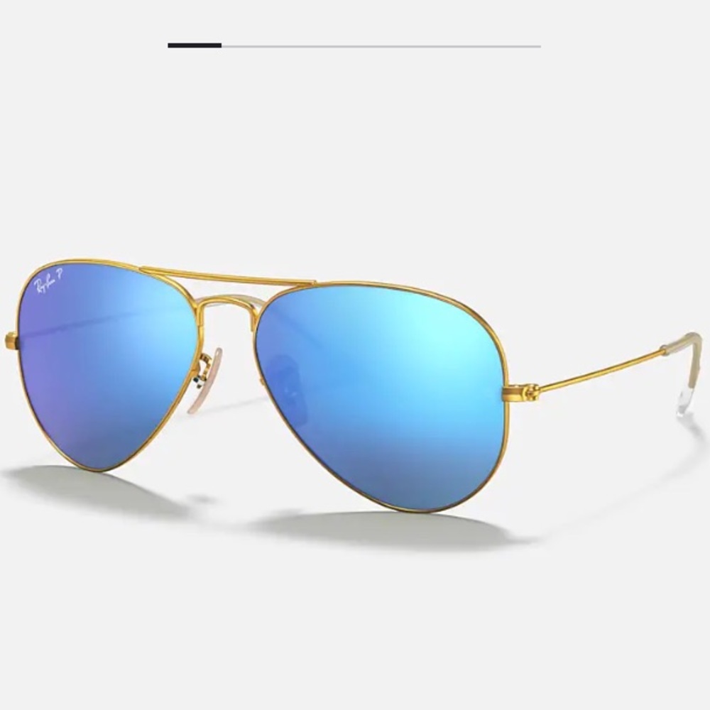 Ray-Ban Polarized Aviator Flash Lenses - Gold / Blue Flash